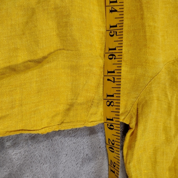 Maeve By Anthropologie Womens Mustard Yellow Marva Lace Up Linen Blouse Size 2 - Picture 7 of 8